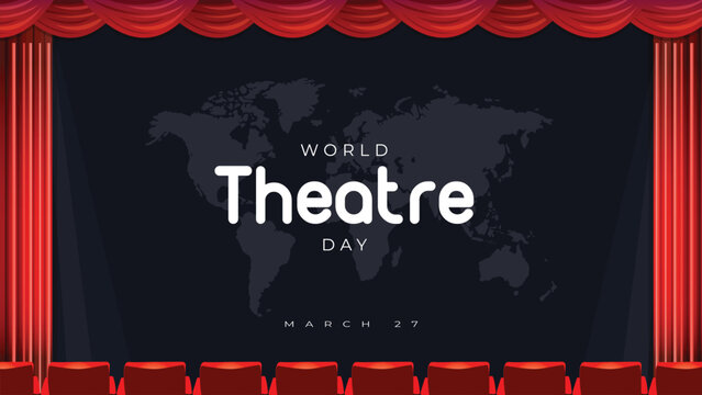 World Theatre Day vector, Celebrating Theater for Web Banner or Landing Page Templates, social media design.