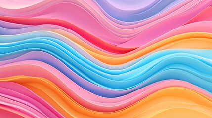 3d abstract background with wavy lines in pink, blue and yellow colors