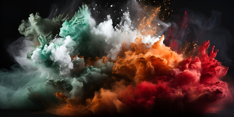 Explosions of Holi Powder. Colorful Explosion: Abstract Holi Dust Effect