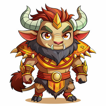 Minotaurus, cute God, real print Style, Full body, white background