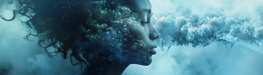 Create a surreal world where technology merges seamlessly with the human mind