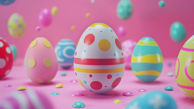 Creative illustrator brings to life a stunning 3D animation of a collection of Easter eggs with a colorful twist