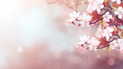 Cherry blossom branch in spring. Bokeh background. - 745092271