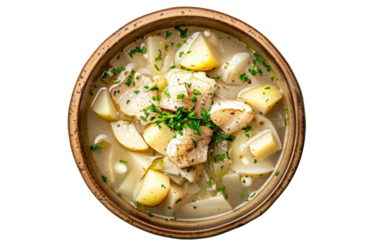 Scottish Cullen skink soup with smoked haddock, potatoes, onions, and cream in a rich and comforting broth.