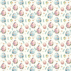 seamless pattern with flowers and birds