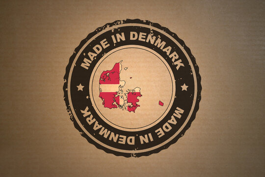 Made in Denmark stamped on a brown paper