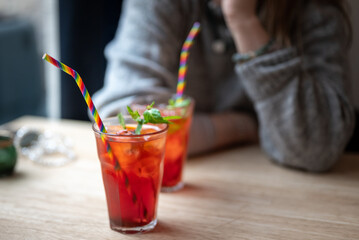 Mocktail with a straw