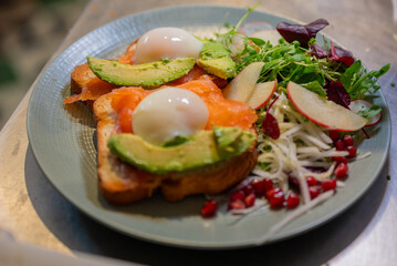 salad with salmon and avocado