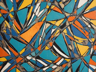 Abstract stained glass mosaic painting