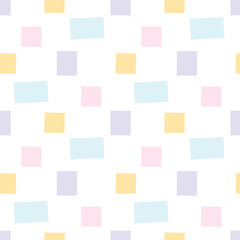 Seamless Pattern with Pastel Square Design on White Background