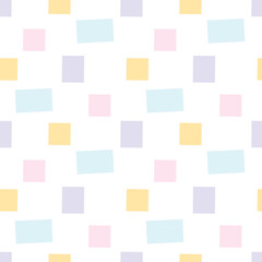 Seamless Pattern with Pastel Square Design on White Background