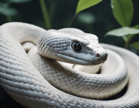 snake in the grass, white snake in high quality
