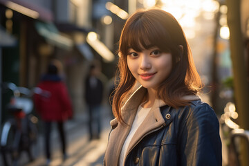 Fototapeta premium Teen pretty Japanese girl at outdoors