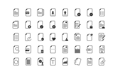 set of paper icons, document,