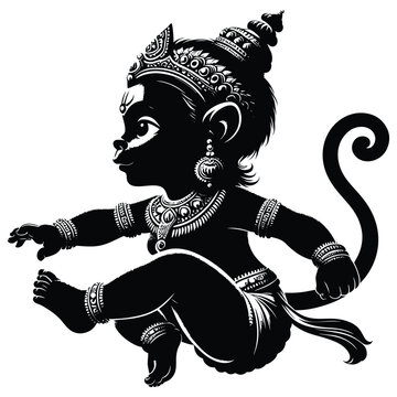 Happy hanuman Jayanti Hanuman ji is "Mahavir." black and cartoon illustration