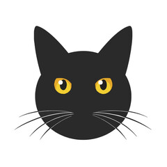 Black cat icon, color cat vector color illustration kitty flat design