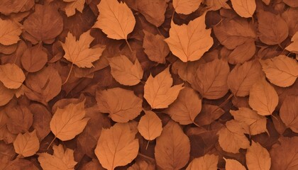 illustration of brown colored leaves of different sizes with veins placed together while making...
