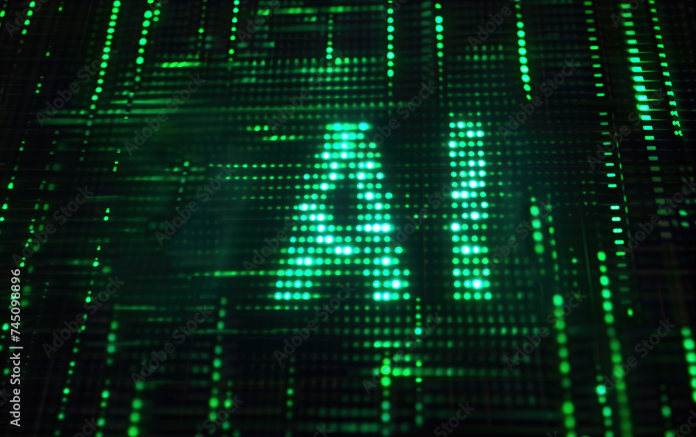 Poster artificial intelligence ai letters background,created with generative ai tecnology.