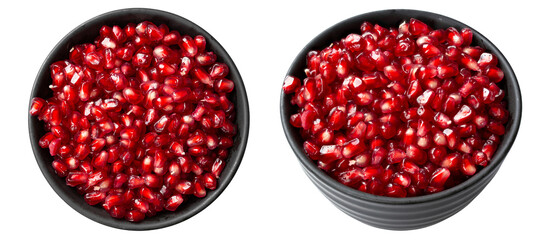 Pomegranate seeds in a bowl. File contains clipping path.