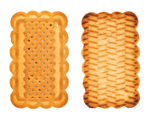 Fresh cookies rectangular shape isolated on white background. File contains clipping path.