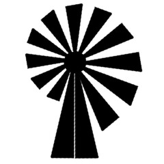 abstract iconic windmill or windpump design in black and white represents wind power - obrazy, fototapety, plakaty