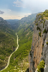 Mountain landscape width Canyon of Verdon River (Verdon Gorge) in Provence, France