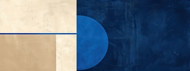 minimal graphic design art, modern, cobalt blue and beige