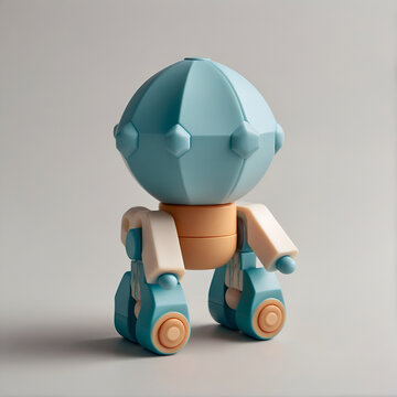 photography of plastic toys that look like robots isolated on grey background. ai generative
