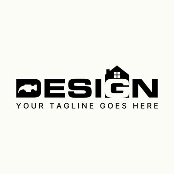 Logo design graphic concept creative abstract premium vector stock sign letter Design home font hammer. Relate monogram architect property renovation