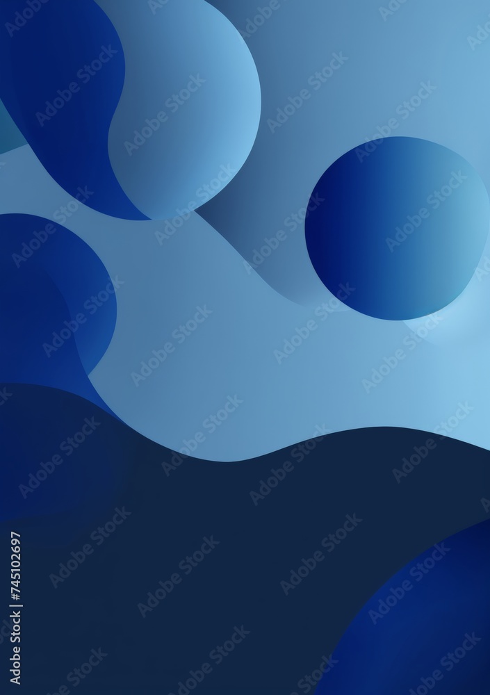 Poster fluidity in design with gradient blue shapes merging to create modern abstract art