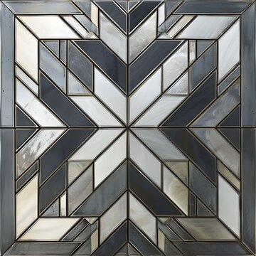 Tile Design: Art Deco Geometric Patterns with Sleek Lines, Square Background, Hand Edited Generative AI