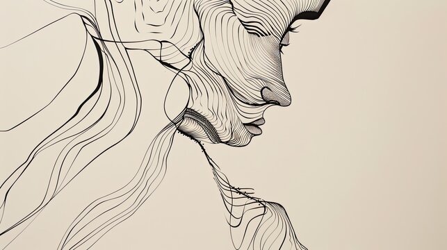 art poster, doodle art with black sharpie, minimalistic art, light beige background