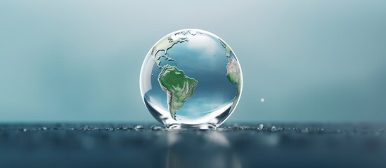 World Water Day concept with globe in clean water drops