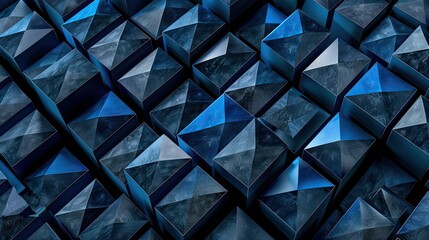 pattern of rectangles and triangles, 3d, dark and bright blue colors, top view
