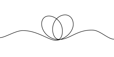 Heart continuous one line drawing in concept of love, wedding.  Black and white vector minimalistic hand drawn easter eggs in a heart shape. Vector illustration design element for Easter holidays