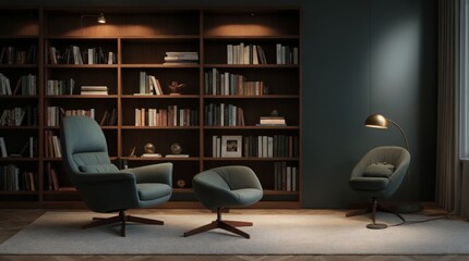 Homely Reading Hideout Featuring Comfy Chair Lamp and Bookcase 