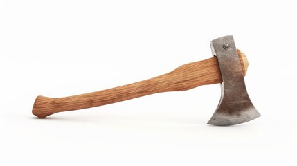 Simple axe disposed by diagonal isolated on white background. 