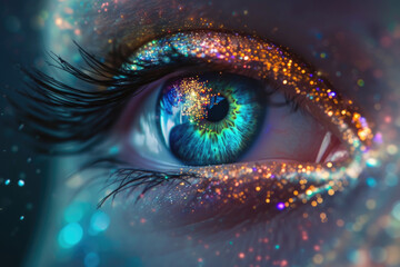 Close Up of Persons Eye With Glitter - 745105079