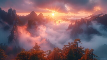 wide angle dramatic long exposure waiting for a breathtaking sunrise, light rays through the fog and clouds,long exposure ,photographically detailed portraitures, maori art, romantic landscapes
