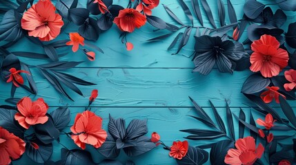Background with Red Flowers with copy space