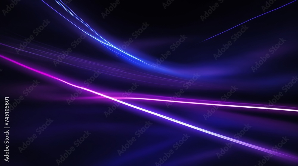 Wall mural luminous trails of blue and purple light weave through a mysterious void