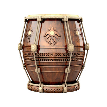 Musical Heritage Dholki Instrument Isolated on white Background