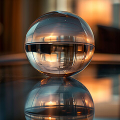 A perfect glass sphere on a smooth surface