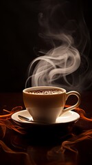 Steaming coffee cup