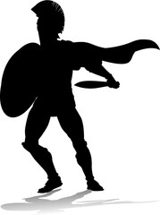 Fototapeta na wymiar Spartan Silhouette Gladiator Trojan Greek Warrior