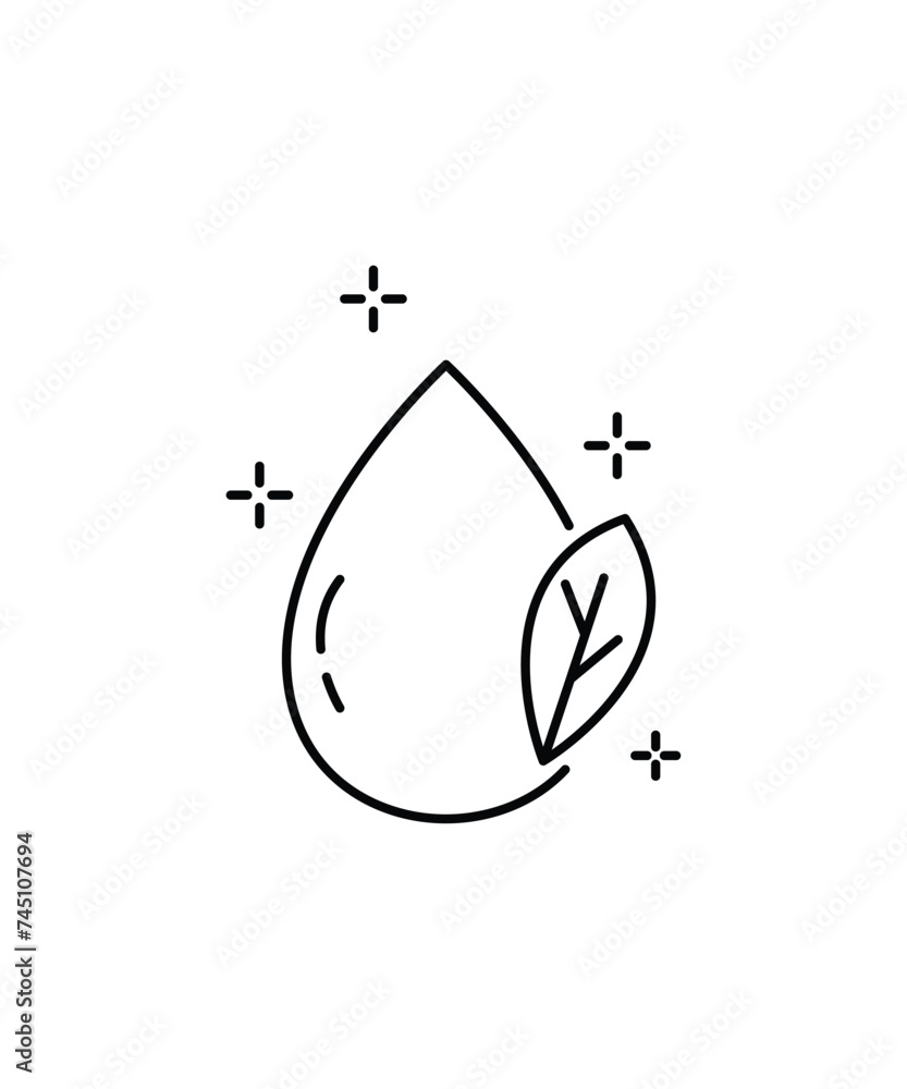 Poster water with leaf icon, vector best line icon.