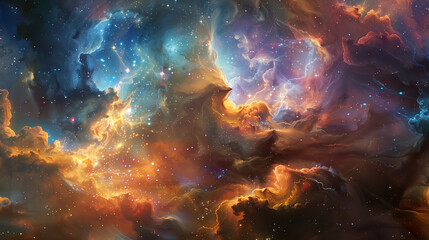 Digital art vibrant space nebula