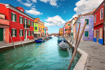 Colorful houses in Burano, Venice, Italy - 745107812