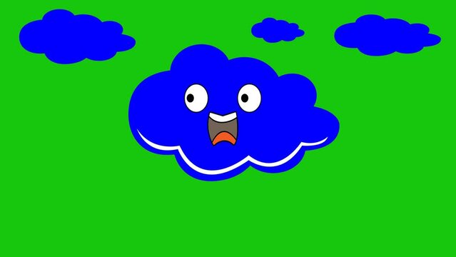 Animation Of Cartoon Clouds With Surprised Expression. Suitable For Educational Additional Materials Video Projects. 