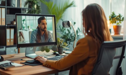 Online meeting, Work at home online group videoconference concept.